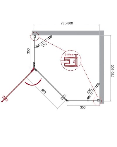 Душевой уголок BelBagno Kraft 80х80 KRAFT-P-1-80-C-Cr-L профиль Хром стекло прозрачное
