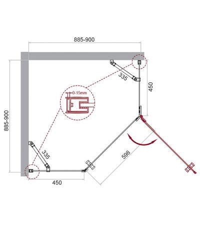 Душевой уголок BelBagno Kraft 90х90 KRAFT-P-1-90-C-Cr-R профиль Хром стекло прозрачное