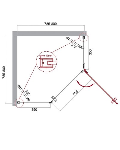 Душевой уголок BelBagno Kraft 80х80 KRAFT-P-1-80-C-Cr-R профиль Хром стекло прозрачное