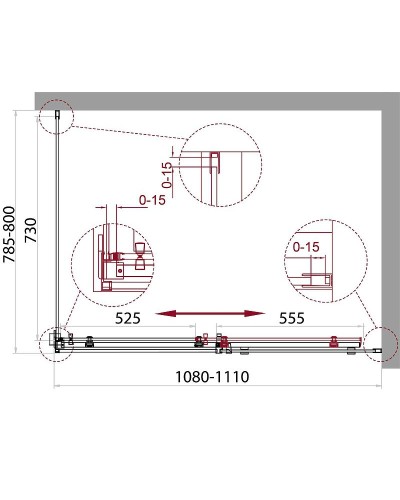 Душевой уголок BelBagno Acqua 110х80 ACQUA-AH-1-110/80-C-Cr профиль Хром стекло прозрачное