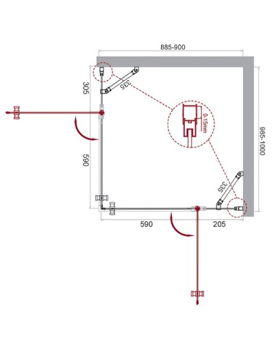 Душевой уголок BelBagno Etna 90х100 ETNA-AH-22-90/100-C-Cr профиль Хром стекло прозрачное