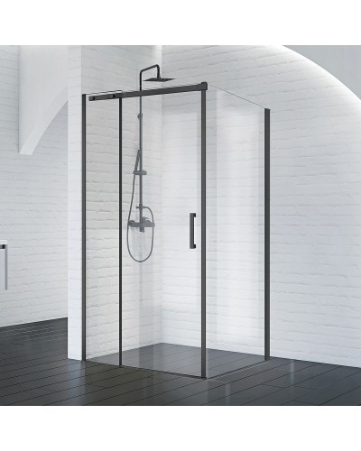 Душевой уголок BelBagno Acqua 120х90 ACQUA-AH-1-120/90-C-NERO профиль Черный стекло прозрачное