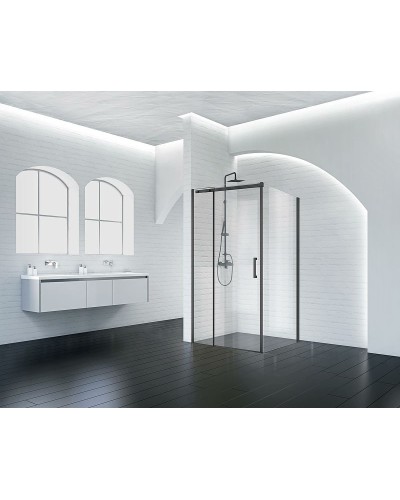 Душевой уголок BelBagno Acqua 120х90 ACQUA-AH-1-120/90-C-NERO профиль Черный стекло прозрачное