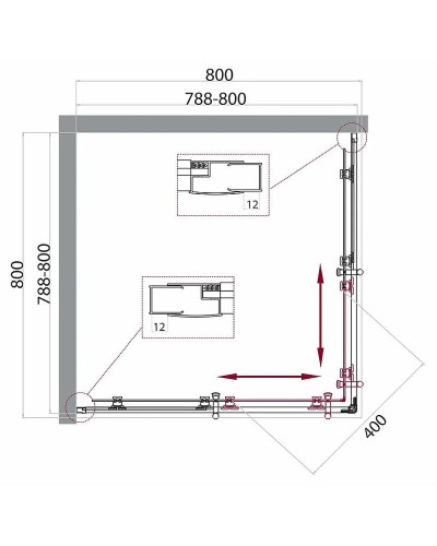 Душевой уголок BelBagno Uno 80х80 UNO-195-A-2-80-P-Cr профиль Хром стекло рифленое