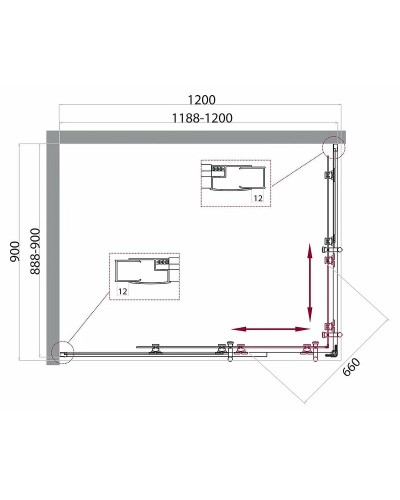 Душевой уголок BelBagno Uno 120х90 UNO-195-AH-2-120/90-P-Cr профиль Хром стекло рифленое