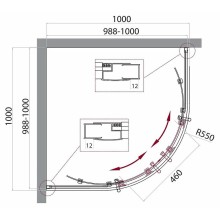 Душевой уголок BelBagno Uno 100х100 UNO-195-R-2-100-P-Cr профиль Хром стекло рифленое