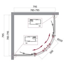 Душевой уголок BelBagno Uno 80х80 UNO-195-R-2-80-P-Cr профиль Хром стекло рифленое