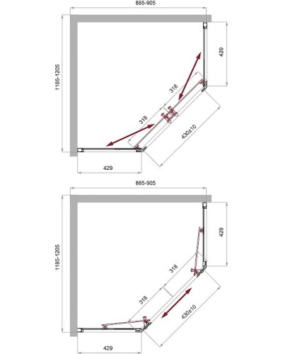 Душевой уголок BelBagno Uno 120х90 UNO-195-PH-2-120/90-C-Cr профиль Хром стекло прозрачное