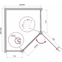 Душевой уголок BelBagno Uno 100х80 UNO-195-PH-1-100/80-C-Cr профиль Хром стекло прозрачное