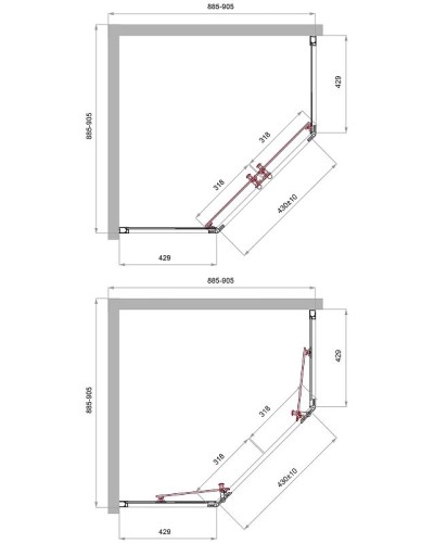 Душевой уголок BelBagno Uno 90х90 UNO-195-P-2-90-C-Cr профиль Хром стекло прозрачное