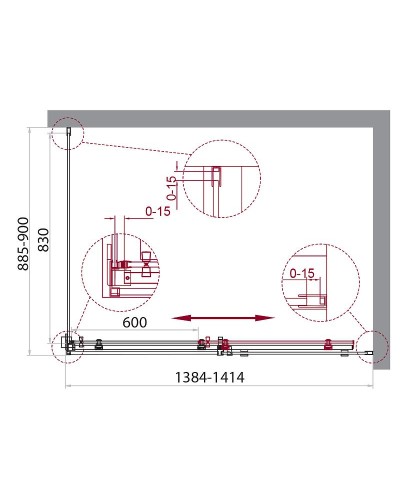 Душевой уголок BelBagno Acqua 140х90 ACQUA-AH-1-140/90-C-NERO профиль Черный стекло прозрачное