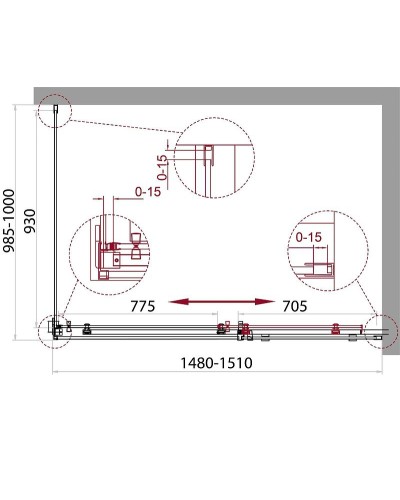 Душевой уголок BelBagno Acqua 150х100 ACQUA-AH-1-150/100-C-Cr профиль Хром стекло прозрачное