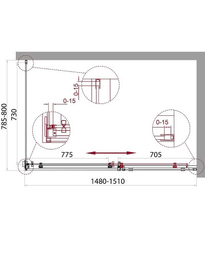 Душевой уголок BelBagno Acqua 150х80 ACQUA-AH-1-150/80-C-Cr профиль Хром стекло прозрачное