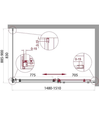Душевой уголок BelBagno Acqua 150х90 ACQUA-AH-1-150/90-C-Cr профиль Хром стекло прозрачное