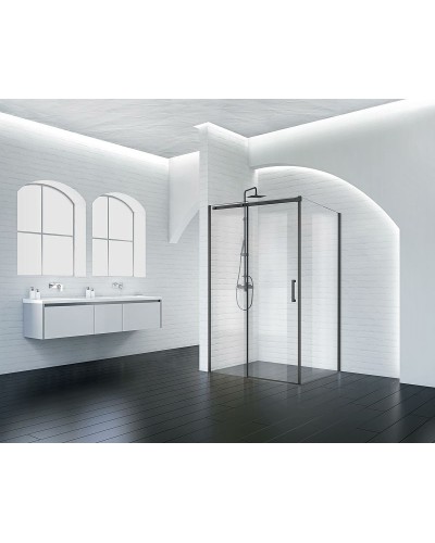 Душевой уголок BelBagno Acqua 150х90 ACQUA-AH-1-150/90-C-NERO профиль Черный стекло прозрачное