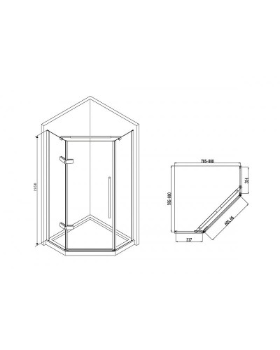 Душевой уголок Abber Ewiges Wasser 80х80 AG05080 профиль Хром стекло прозрачное
