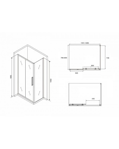 Душевой уголок Abber Schwarzer Diamant 120х80 AG30120BH-S80B профиль Черный стекло прозрачное
