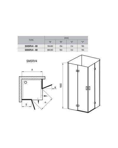 Душевой уголок Ravak Smartline SMSRV4-80 80x80 1SV44A00Z1 профиль Хром стекло Transparent