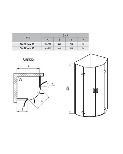 Душевой уголок Ravak Smartline SMSKK4-80 80x80 3S244A00Y1 профиль Хром стекло Transparent