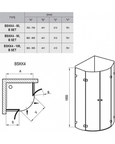 Душевой уголок Ravak Brilliant BSKK4-80 80х80 3U244A00Y1 профиль Хром стекло Transparent
