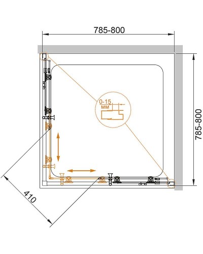 Душевой уголок Cezares Eco 80x80 ECO-O-A-2-80-P-Cr профиль Хром стекло рифленое
