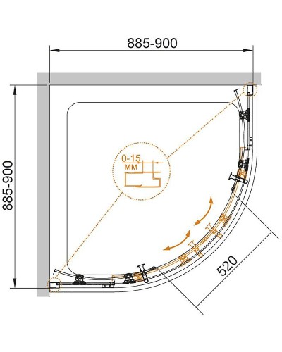 Душевой уголок Cezares Eco 90x90 ECO-O-R-2-90-P-Cr профиль Хром стекло рифленое