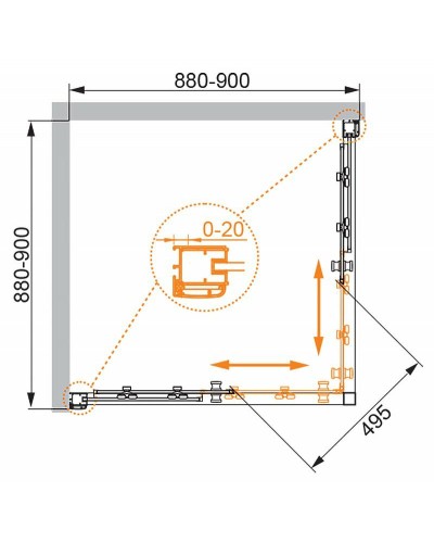 Душевой уголок Cezares Anima 90x90 ANIMA-W-A-2-90-C-Cr-IV профиль Хром стекло прозрачное