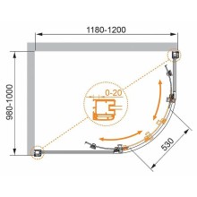Душевой уголок Cezares Anima 120x100 L ANIMA-W-RH-2-120/100-P-Cr-L профиль Хром стекло рифленое