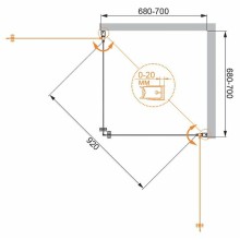 Душевой уголок Cezares Elena 70x70 ELENA-W-A-2-70-P-Cr профиль Хром стекло рифленое