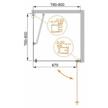 Душевой уголок Cezares Elena 80x80 R ELENA-W-A-1-80-P-Cr-R профиль Хром стекло рифленое