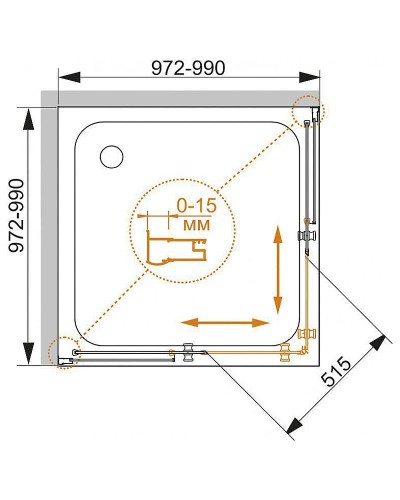 Душевой уголок Cezares Pratico 100x100 PRATICO-A-2-100-C-Cr профиль Хром стекло прозрачное
