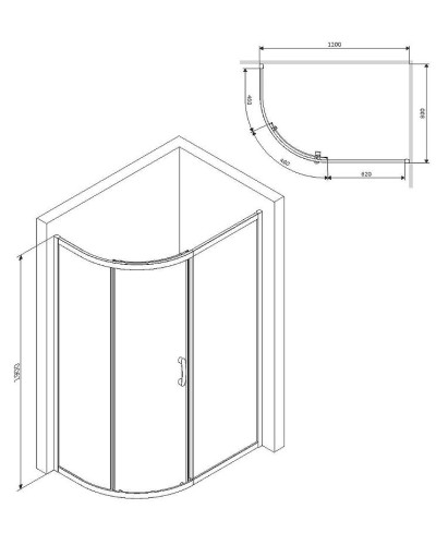 Душевой уголок AM.PM Like Solo Slide 120х80 W83G-302U120CG64 профиль Хром матовый стекло тонированное
