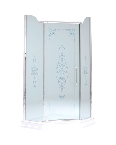 Душевой уголок Migliore Diadema Penta 90x90 24171 профиль Хром стекло матовое с декором