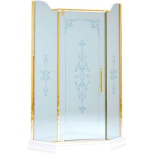 Душевой уголок Migliore Diadema Penta 100x100 24167 профиль Золото стекло матовое с декором