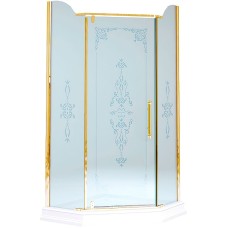 Душевой уголок Migliore Diadema Penta 100x100 24167 профиль Золото стекло матовое с декором