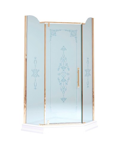 Душевой уголок Migliore Diadema Penta 100x100 24166 профиль Бронза стекло матовое с декором