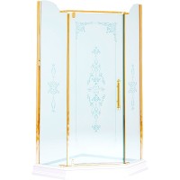 Душевой уголок Migliore Diadema Penta 100x100 24161 профиль Золото стекло прозрачное с декором
