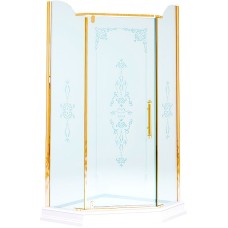 Душевой уголок Migliore Diadema Penta 100x100 24161 профиль Золото стекло прозрачное с декором