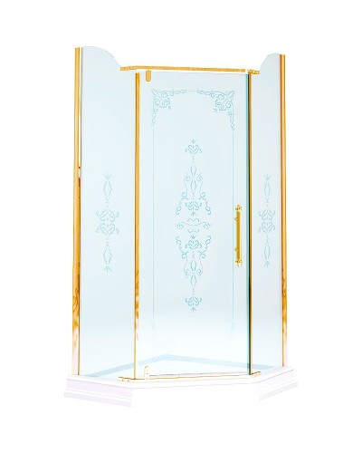 Душевой уголок Migliore Diadema Penta 100x100 24161 профиль Золото стекло прозрачное с декором