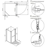 Душевой уголок Migliore Diadema 90x90 R 22684 профиль Золото стекло матовое с декором