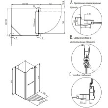 Душевой уголок Migliore Diadema 90x90 R 22684 профиль Золото стекло матовое с декором