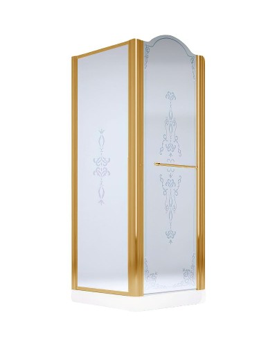 Душевой уголок Migliore Diadema 90x90 R 22683 профиль Бронза стекло матовое с декором