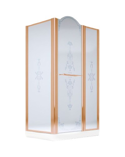 Душевой уголок Migliore Diadema 120x80 R 22686 профиль Бронза стекло матовое с декором