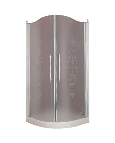 Душевой уголок Migliore Diadema 90x90 20419 профиль Хром стекло матовое с декором