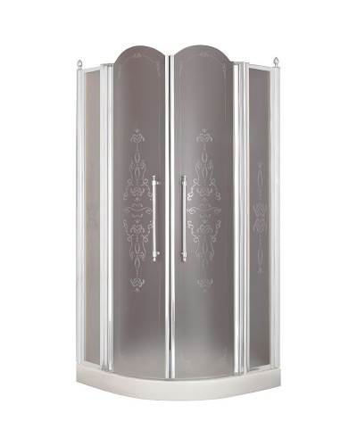 Душевой уголок Migliore Diadema 90x90 20413 профиль Хром стекло матовое с декором