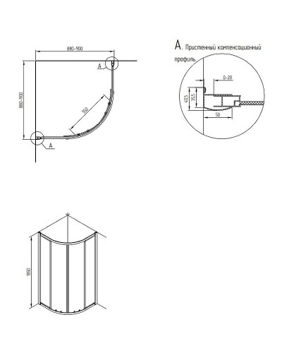 Душевой уголок Migliore Aurelia 90x90 22657 профиль Золото стекло матовое
