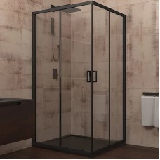 Душевой уголок Veconi Rovigo RV-13 90x90 RV13-90-01-C5 профиль Черный матовый стекло прозрачное