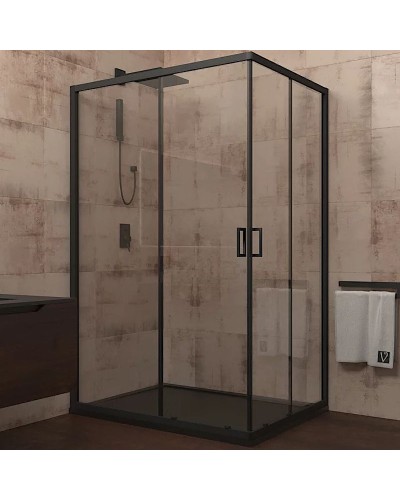 Душевой уголок Veconi Rovigo RV-14 120x90 RV14-12090-01-C5 профиль Черный матовый стекло прозрачное