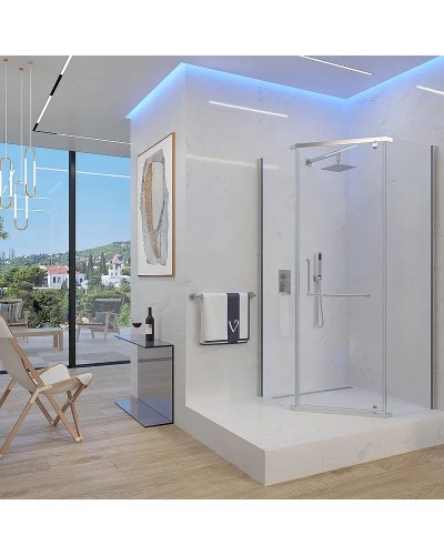 Душевой уголок Veconi Rovigo RV-36 80x80 RV36-80-01-C5 профиль Хром стекло прозрачное