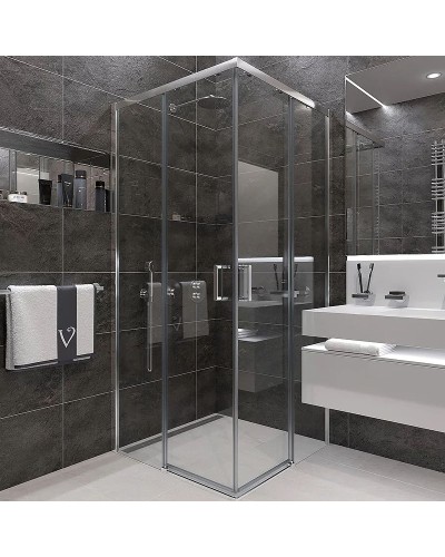 Душевой уголок Veconi Rovigo RV-47 80x80 RV47-80-01-C4 профиль Хром стекло прозрачное